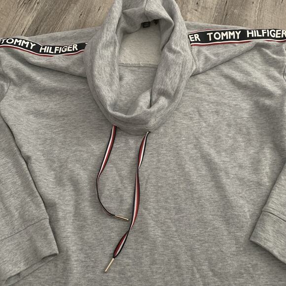 Tommy Hilfiger Tops - Tommy Hilfiger Spell Out Long Sweatshirt Dress Womens Sz Small Gray Tunic Cowl